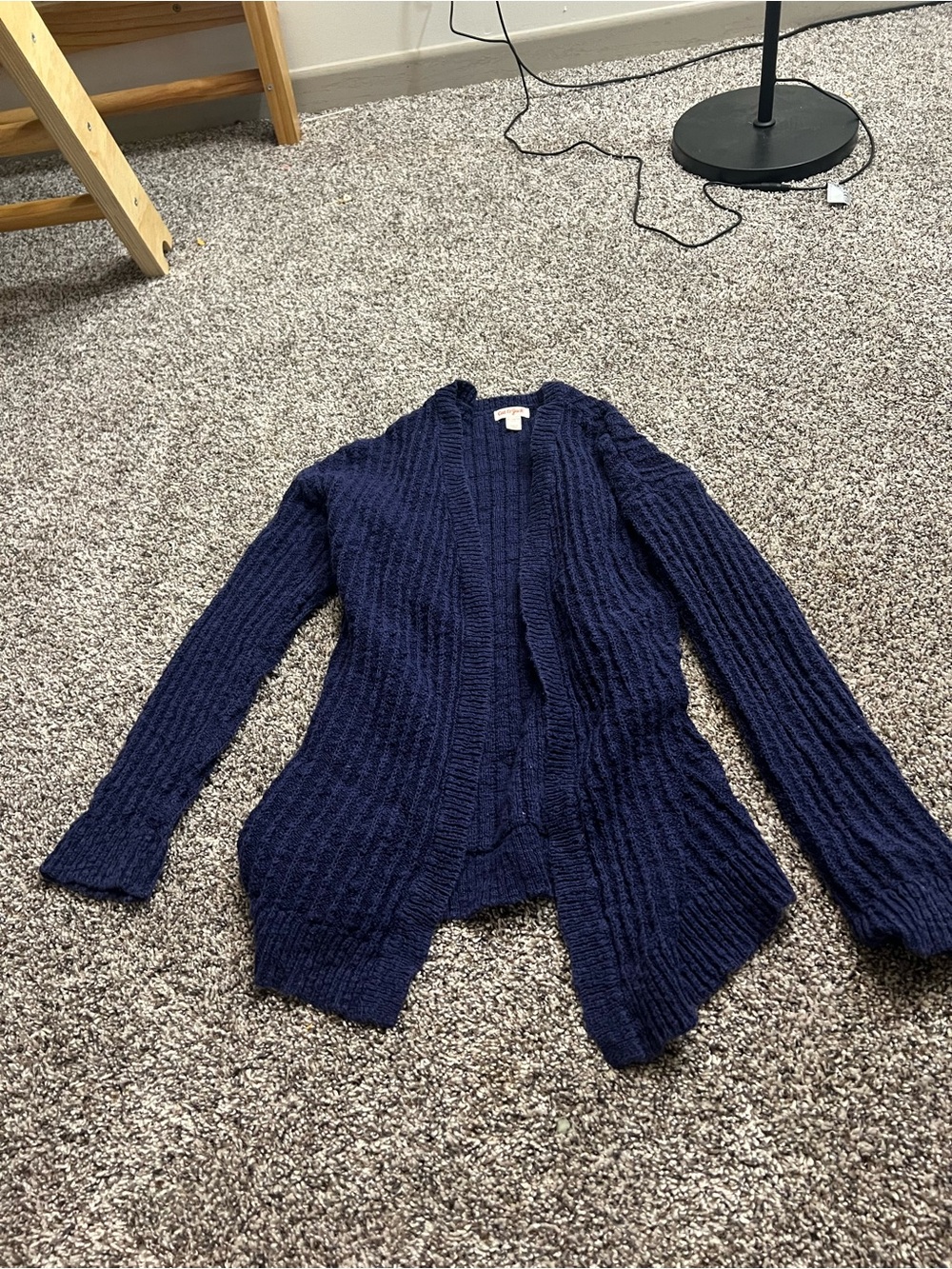 Cat & Jack Navy Blue Ribbed Open-Front Kids Cardigan